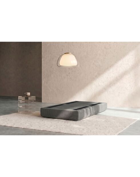 Grijze converteerbare en modulaire poef van corduroy Lincoln - 95x95x42 cm