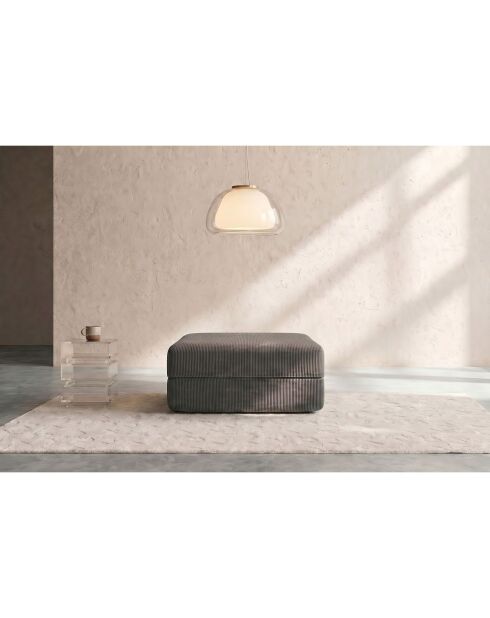 Grijze converteerbare en modulaire poef van corduroy Lincoln - 95x95x42 cm