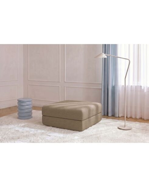 Pouf convertible et modulable en tissu lisse Gemma marron - 95x95x42 cm
