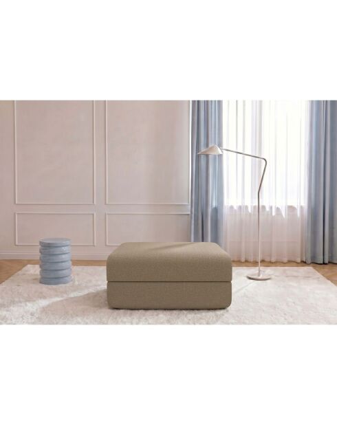 Pouf convertible et modulable en tissu lisse Gemma marron - 95x95x42 cm