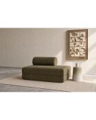 Canapé droit convertible et modulable 2 places en velours côtelé Lincoln vert - 148x95x70,5 cm