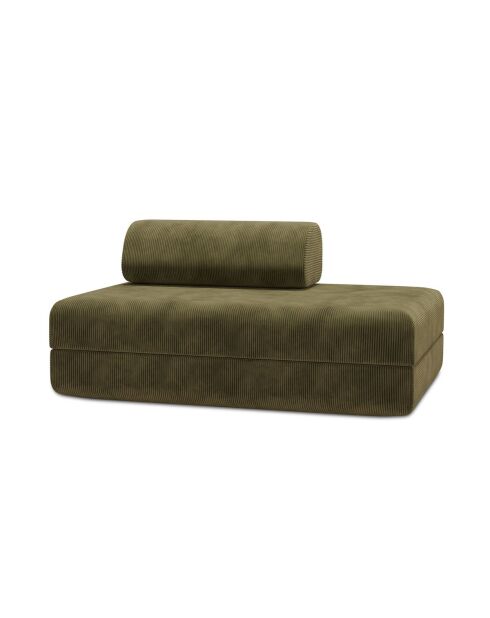 Canapé droit convertible et modulable 2 places en velours côtelé Lincoln vert - 148x95x70,5 cm