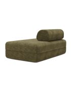 Canapé droit convertible et modulable 2 places en velours côtelé Lincoln vert - 148x95x70,5 cm