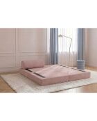 Méridienne convertible et modulable en velours côtelé Lincoln rose pâle - 190x95x70,5 cm