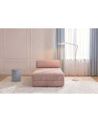 Méridienne convertible et modulable en velours côtelé Lincoln rose pâle - 190x95x70,5 cm