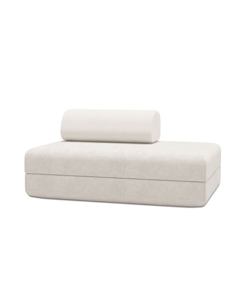 Canapé droit convertible et modulable 2 places en velours côtelé Lincoln blanc - 148x95x70,5 cm