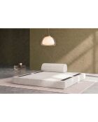 Canapé droit convertible et modulable 2 places en velours côtelé Lincoln blanc - 148x95x70,5 cm