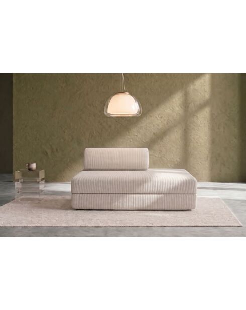 Canapé droit convertible et modulable 2 places en velours côtelé Lincoln blanc - 148x95x70,5 cm