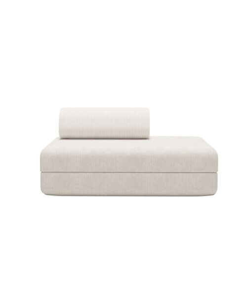 Canapé droit convertible et modulable 2 places en velours côtelé Lincoln blanc - 148x95x70,5 cm