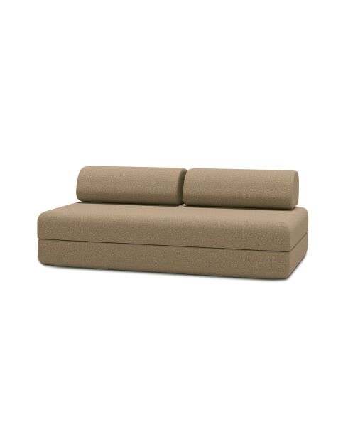 Canapé droit convertible et modulable 3 places en tissu lisse Gemma marron - 190x95x70,5 cm