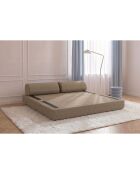 Canapé droit convertible et modulable 3 places en tissu lisse Gemma marron - 190x95x70,5 cm