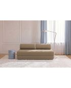 Canapé droit convertible et modulable 3 places en tissu lisse Gemma marron - 190x95x70,5 cm