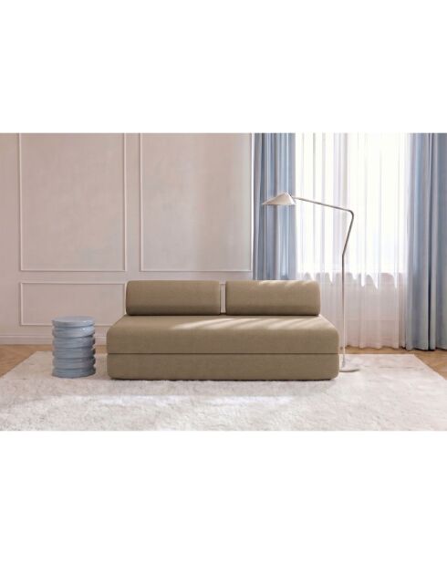 Canapé droit convertible et modulable 3 places en tissu lisse Gemma marron - 190x95x70,5 cm