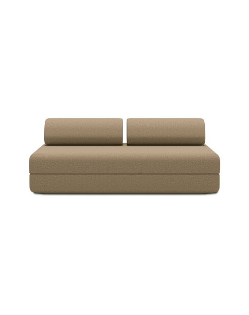 Canapé droit convertible et modulable 3 places en tissu lisse Gemma marron - 190x95x70,5 cm