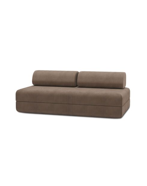 Canapé droit convertible et modulable 3 places en velours côtelé Lincoln taupe - 190x95x70,5 cm