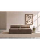 Canapé droit convertible et modulable 3 places en velours côtelé Lincoln taupe - 190x95x70,5 cm