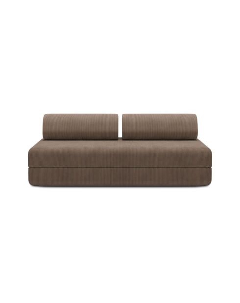 Canapé droit convertible et modulable 3 places en velours côtelé Lincoln taupe - 190x95x70,5 cm