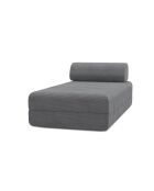 Méridienne convertible et modulable en velours côtelé Lincoln grise - 190x95x70,5 cm