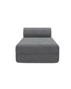Méridienne convertible et modulable en velours côtelé Lincoln grise - 190x95x70,5 cm