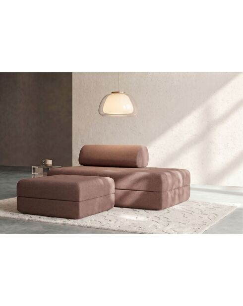 Pouf convertible et modulable en tissu lisse Gemma terracotta - 95x95x42 cm