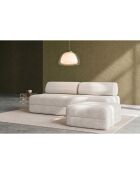 Pouf convertible et modulable en velours côtelé Lincoln blanc - 95x95x42 cm