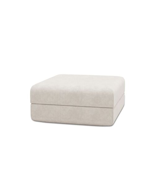 Pouf convertible et modulable en velours côtelé Lincoln blanc - 95x95x42 cm