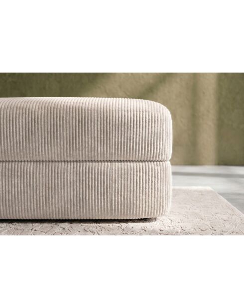 Pouf convertible et modulable en velours côtelé Lincoln blanc - 95x95x42 cm