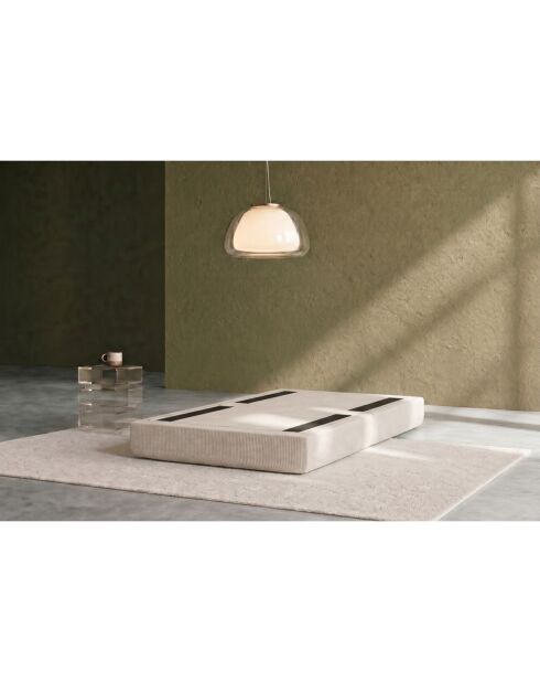 Pouf convertible et modulable en velours côtelé Lincoln blanc - 95x95x42 cm