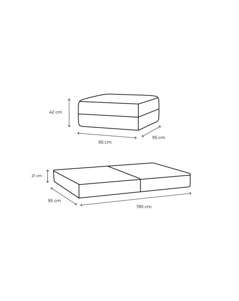Pouf convertible et modulable en velours côtelé Lincoln blanc - 95x95x42 cm