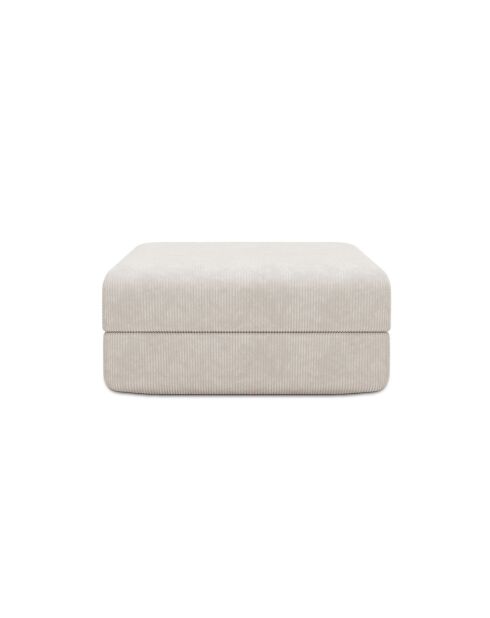 Pouf convertible et modulable en velours côtelé Lincoln blanc - 95x95x42 cm