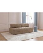 Canapé droit convertible et modulable 3 places en velours côtelé xl Tilia marron - 190x95x70,5 cm