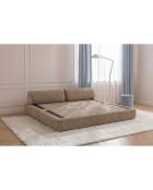 Canapé droit convertible et modulable 3 places en velours côtelé xl Tilia marron - 190x95x70,5 cm