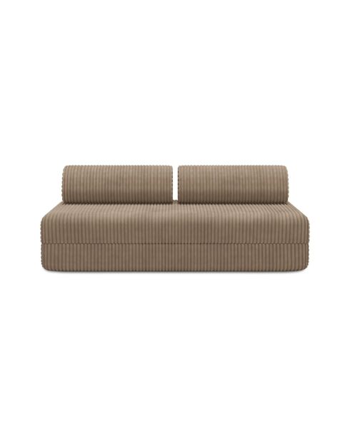 Canapé droit convertible et modulable 3 places en velours côtelé xl Tilia marron - 190x95x70,5 cm