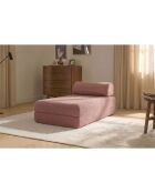 Méridienne convertible et modulable en velours côtelé Lincoln rose - 190x95x70,5 cm