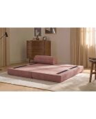 Méridienne convertible et modulable en velours côtelé Lincoln rose - 190x95x70,5 cm