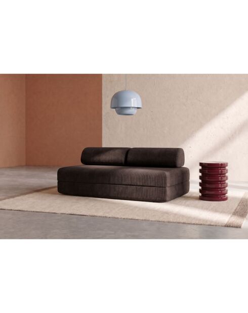 Canapé droit convertible et modulable 3 places en velours côtelé Lincoln marron - 190x95x70,5 cm