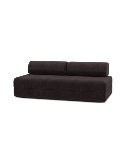 Canapé droit convertible et modulable 3 places en velours côtelé Lincoln marron - 190x95x70,5 cm