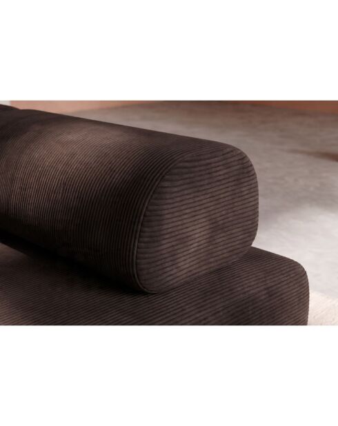 Canapé droit convertible et modulable 3 places en velours côtelé Lincoln marron - 190x95x70,5 cm