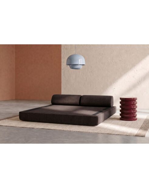 Canapé droit convertible et modulable 3 places en velours côtelé Lincoln marron - 190x95x70,5 cm