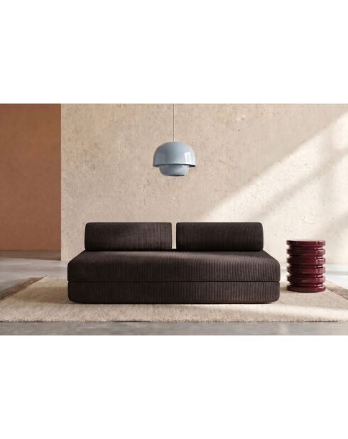 Canapé droit convertible et modulable 3 places en velours côtelé Lincoln marron - 190x95x70,5 cm