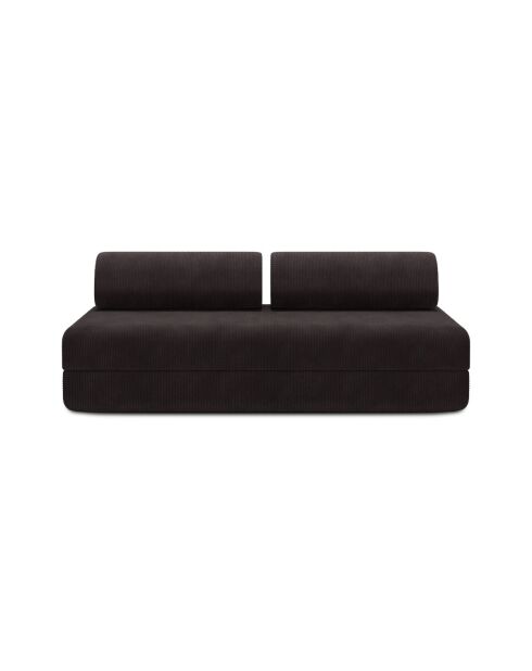 Canapé droit convertible et modulable 3 places en velours côtelé Lincoln marron - 190x95x70,5 cm