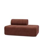 Canapé droit convertible et modulable 2 places en velours côtelé xl Tilia terracotta - 148x95x70,5 cm