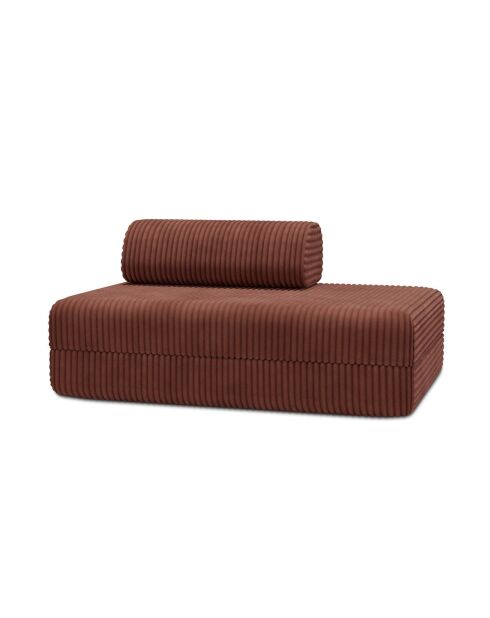 Canapé droit convertible et modulable 2 places en velours côtelé xl Tilia terracotta - 148x95x70,5 cm