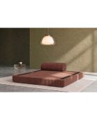 Canapé droit convertible et modulable 2 places en velours côtelé xl Tilia terracotta - 148x95x70,5 cm
