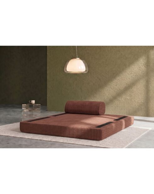 Canapé droit convertible et modulable 2 places en velours côtelé xl Tilia terracotta - 148x95x70,5 cm