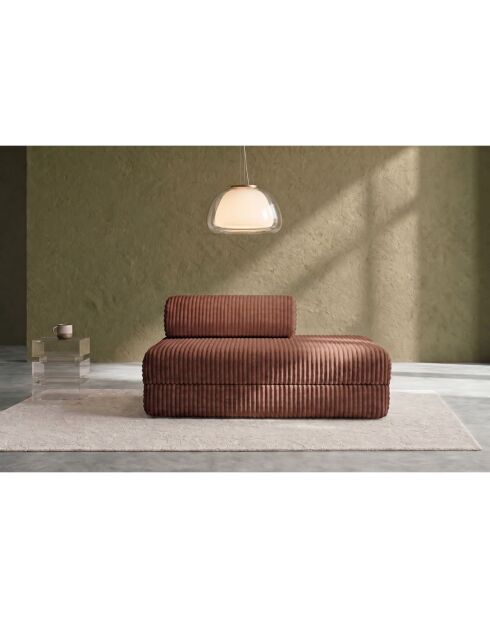 Canapé droit convertible et modulable 2 places en velours côtelé xl Tilia terracotta - 148x95x70,5 cm