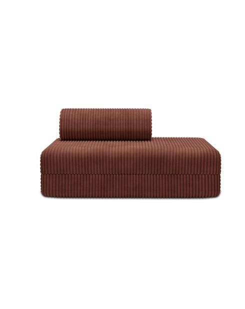 Canapé droit convertible et modulable 2 places en velours côtelé xl Tilia terracotta - 148x95x70,5 cm