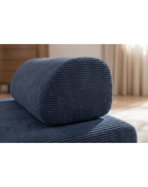 Méridienne convertible et modulable en velours côtelé Lincoln bleue - 190x95x70,5 cm