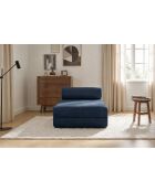 Méridienne convertible et modulable en velours côtelé Lincoln bleue - 190x95x70,5 cm