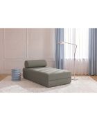 Méridienne convertible et modulable en tissu lisse Gemma taupe - 190x95x70,5 cm